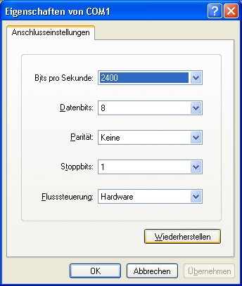 Parameter Terminalprogramm